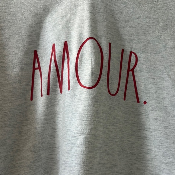 Rae Dunn Gray Hoodie with Red 'Amour' detailing on front - Picture 3 of 5